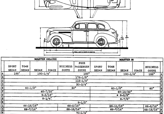 Chevrolet [11] (1939) - Шевроле - чертежи, габариты, рисунки автомобиля